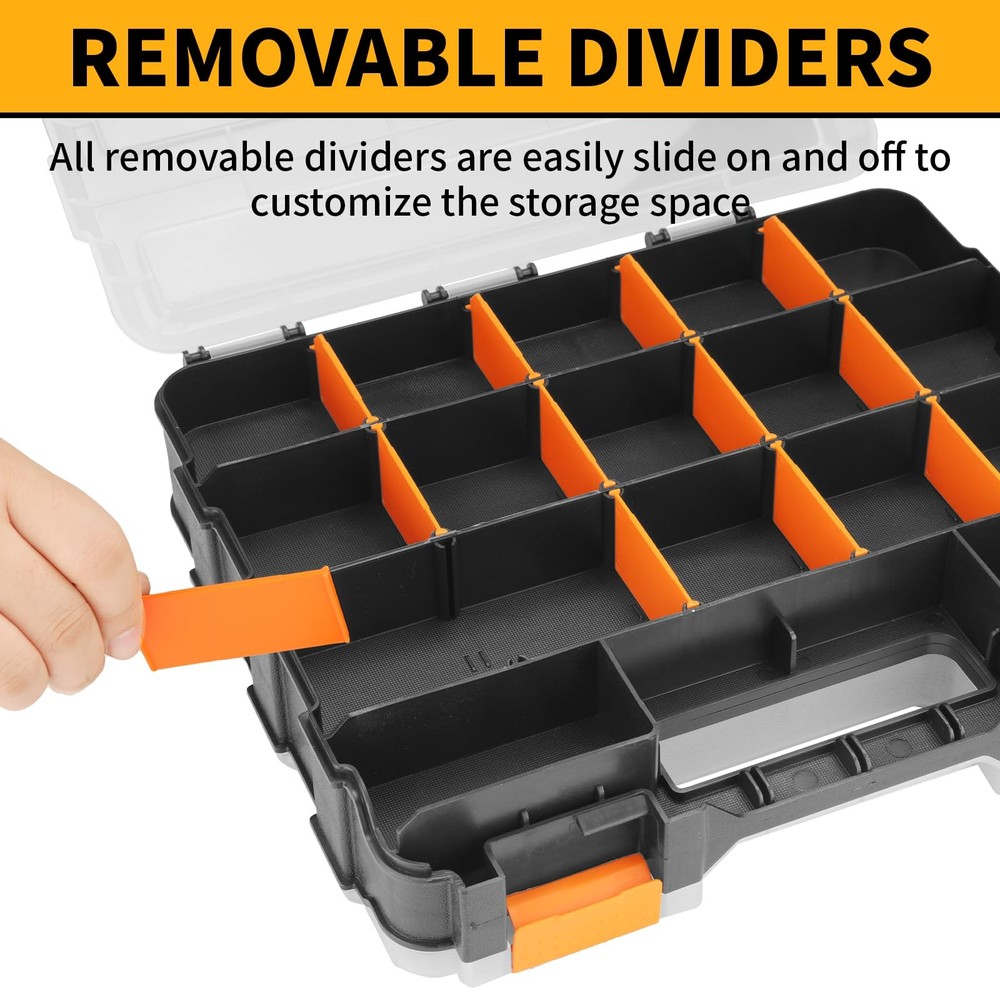 GRENPRO Mini Tool Box Organizer, Plastic Small with Dividers, black