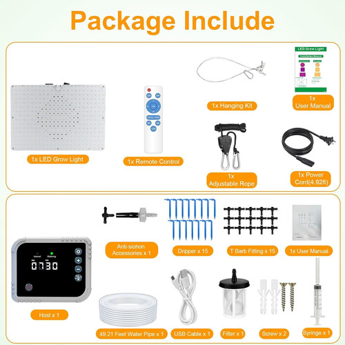 LED Grow Light with Automatic Light+Automatic Watering System, White