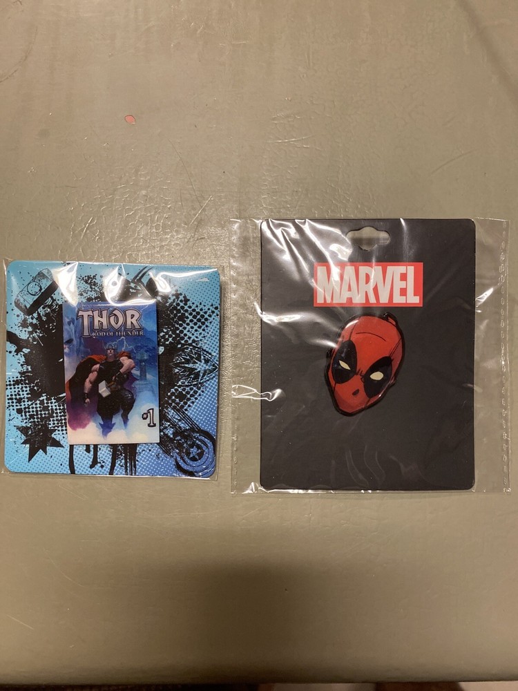 Loot Crate Marvel LOT Deadpool & Thor Lapel Pin  Comic Merc with a Mouth