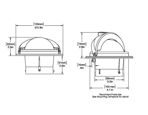 Ritchie Compass, Flush Mount, 3" Dial, Black F-82