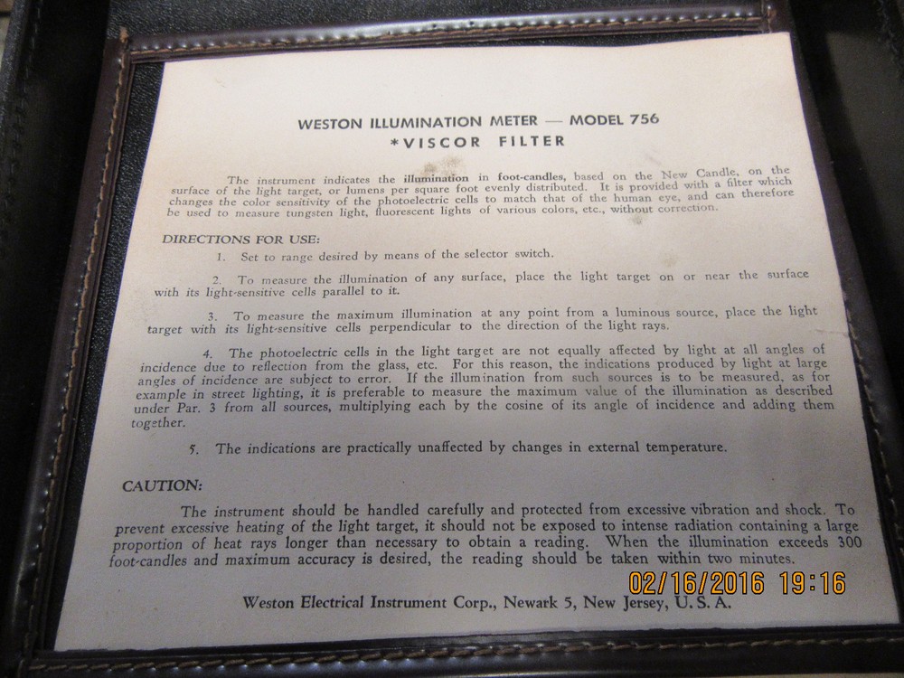 Weston Illumination Meter #756