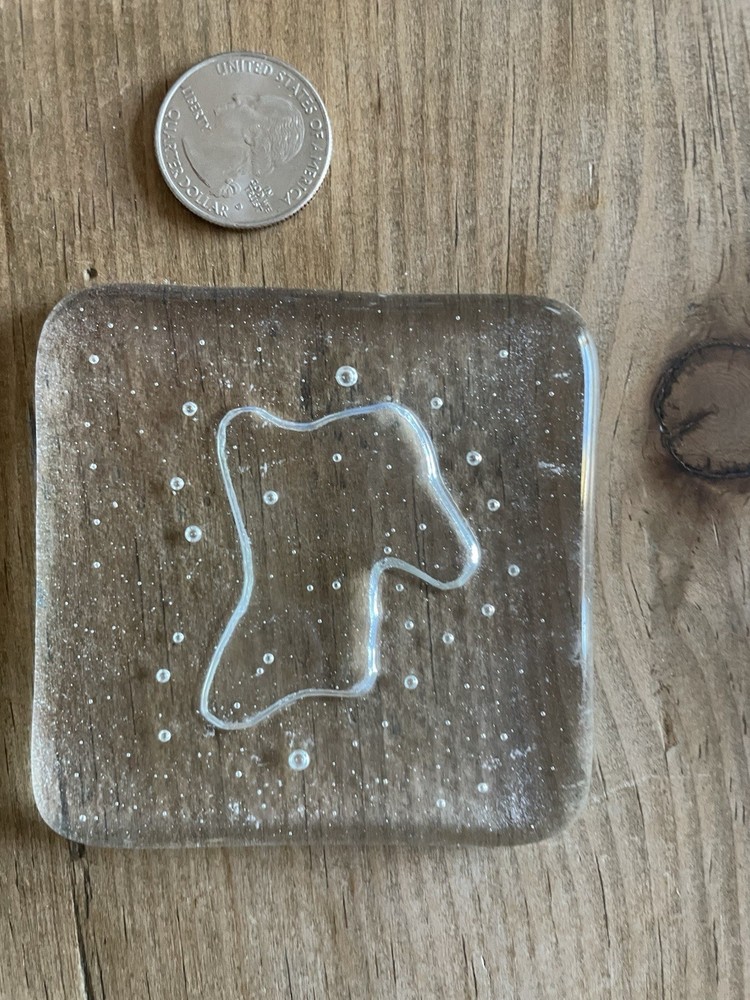Fused Clear Glass Bunny Tile 3x3