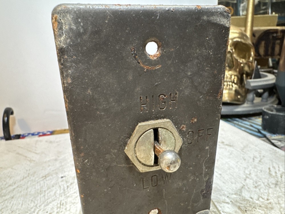 TOGGLE SWITCH Vintage two pole OFF/ON. Mounted Back Plate