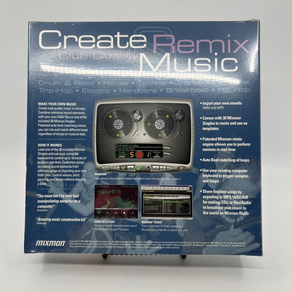 Mixman DJ Megamix Software (CD-ROM, 2000) for Windows PC & Mac OS Brand New! S1