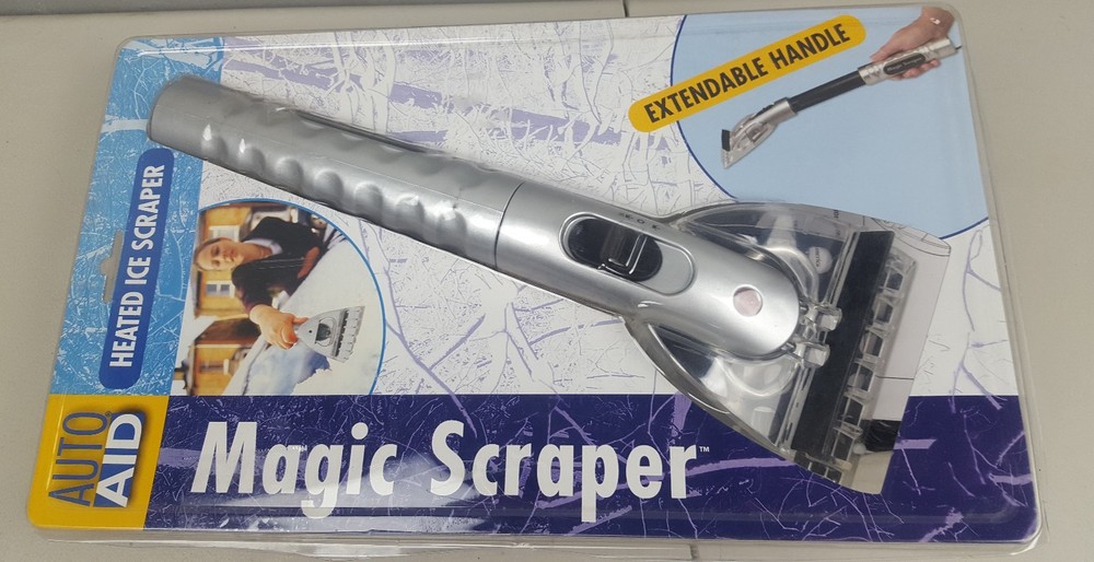 open box Auto Aid Heated Ice Scraper Magic 18'' Extendable Retractable Handle