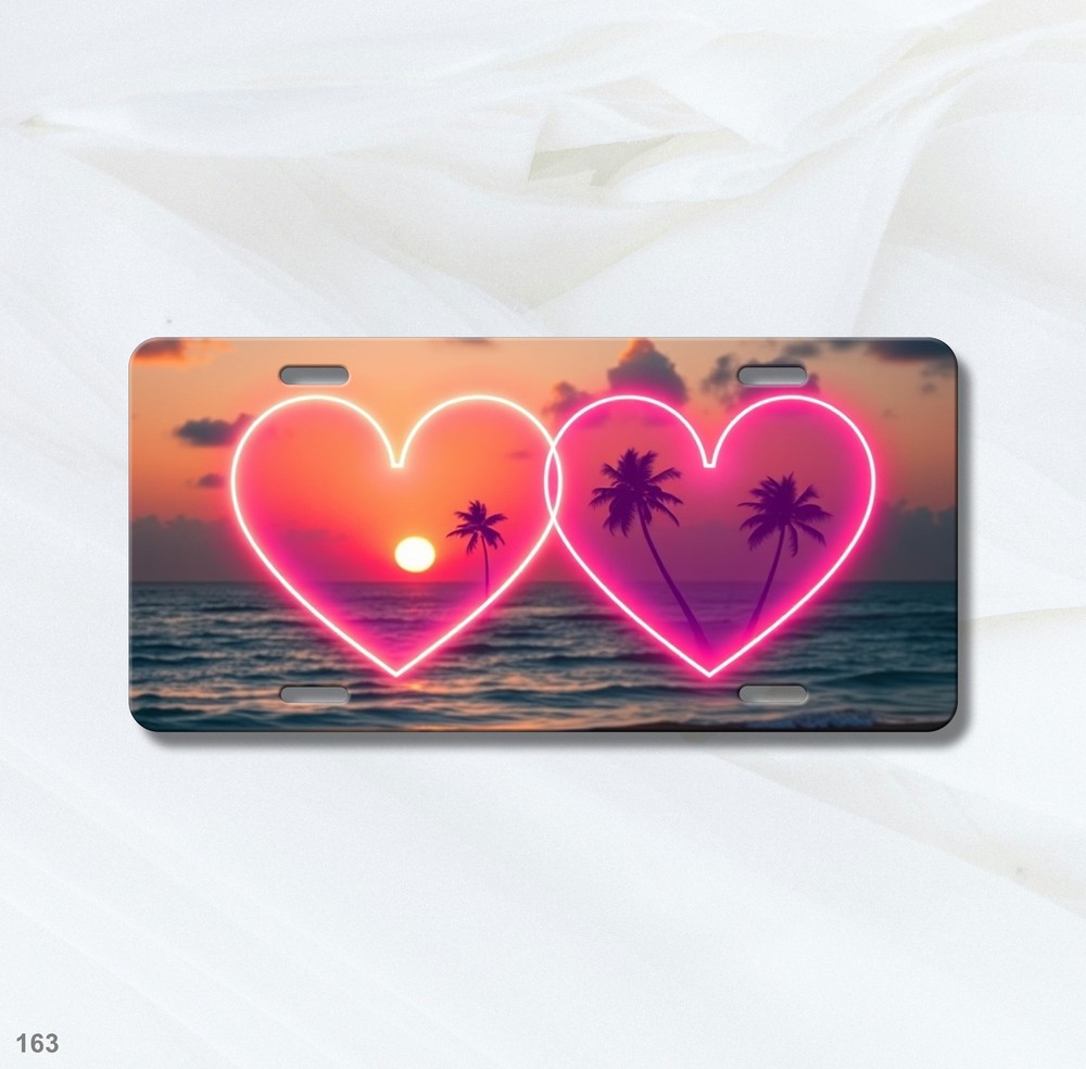 Stunning Double Hearts Artwork Custom Text License Plate Editable Car Tag