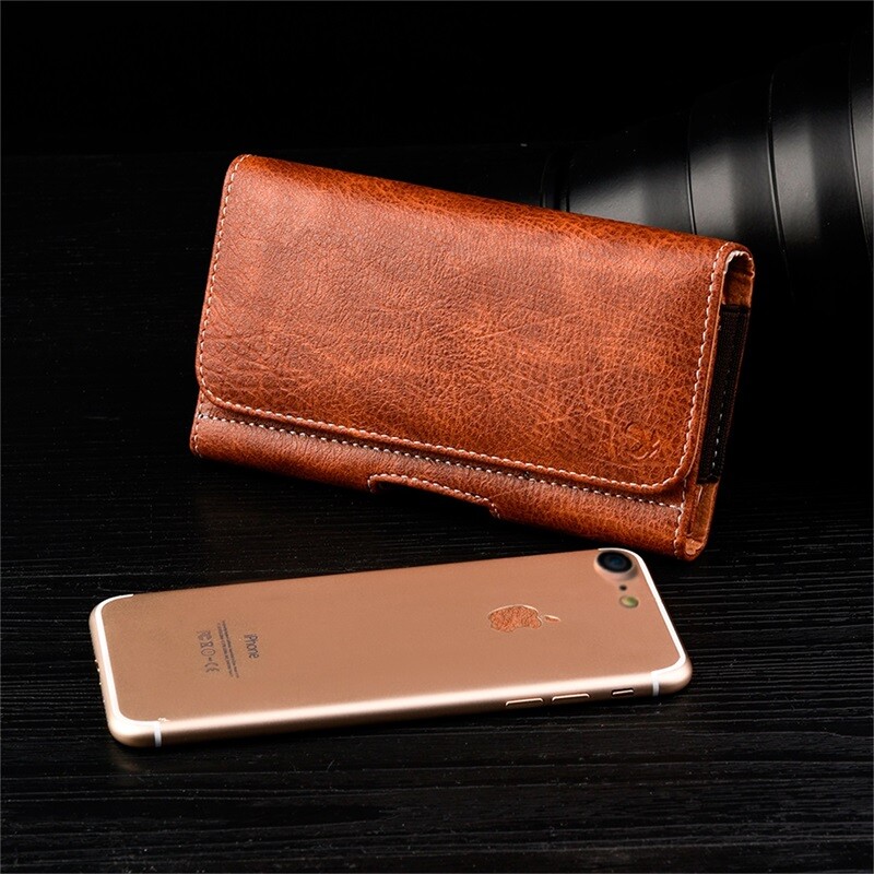 Universal Horizontal Large Leather Pouch Phone Case for iPhone Galaxy Huawei
