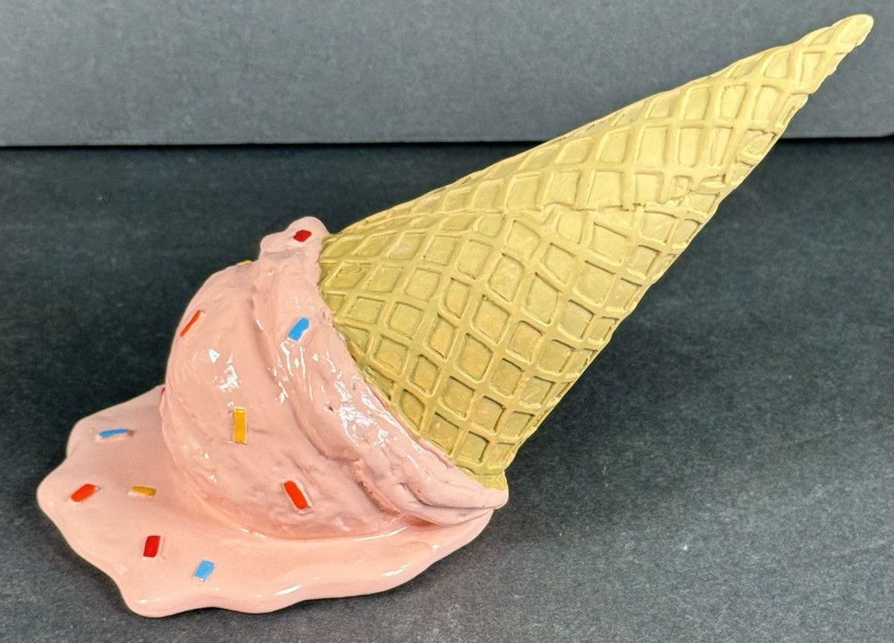 Faux Melting Ice Cream Cone Figurine