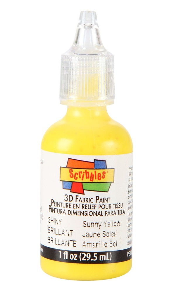 Sunny Yellow 3D Fabric Paint 1oz for Apparel Projects Precision Applicator Tip