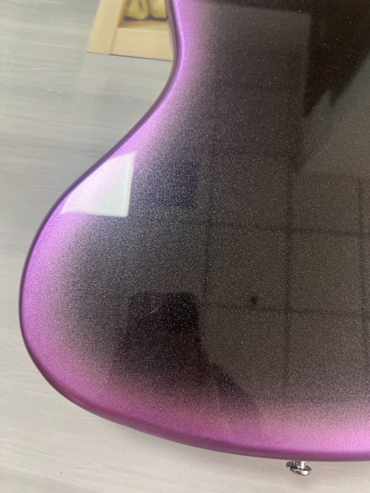 Jazz style electric guitar purple gradient solid silver hardware