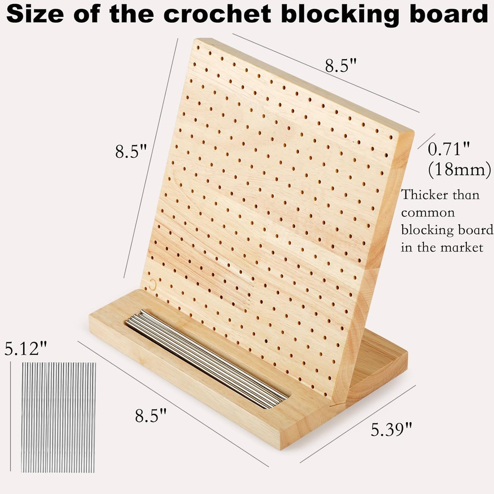 Blocking Boards for Crochet Projects, 8.5" Crochet Blocking Board with 15 Peg...