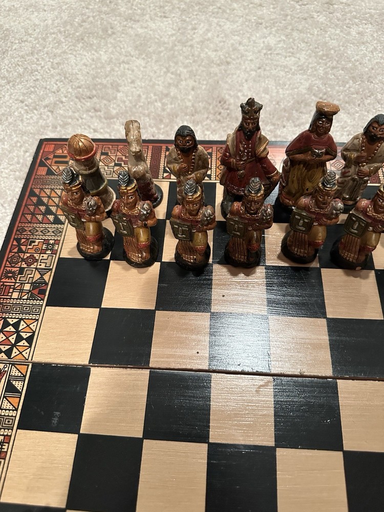 Vintage Handmade Clay Chess Set