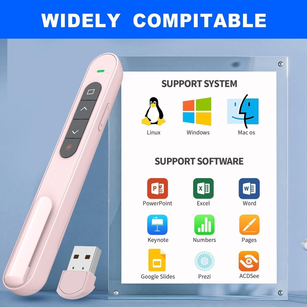 Presentation Clicker, Hyperlink Volume Control Wireless Presenter, PPT PowerPoin