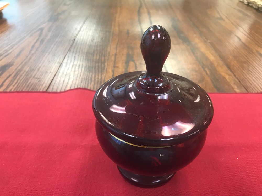Antique Red Ruby Container with Lid