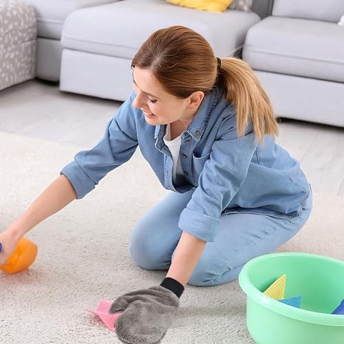 8 Pack Microfiber Cleaning Dusting Mitt, 4 Colors Washable Reusable Cleaning