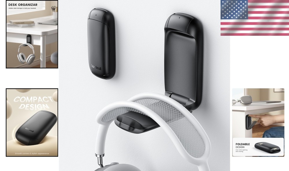 Headphone Adhesive Holder-[Foldable & Compact] Headphone Holder Hook Mount