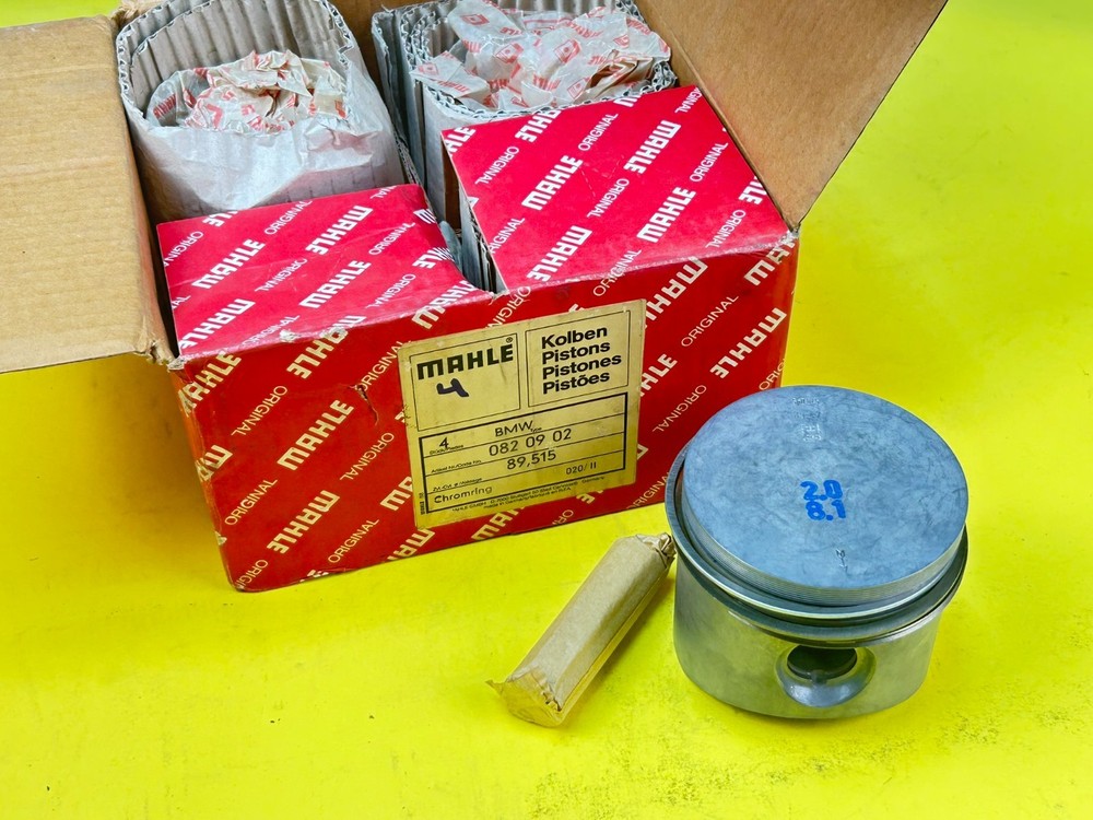 BMW E10 E21 E12 E9 E6 E10 Mahle Piston Set Kolben 2nd OS 89.50 mm 0820902 NOS