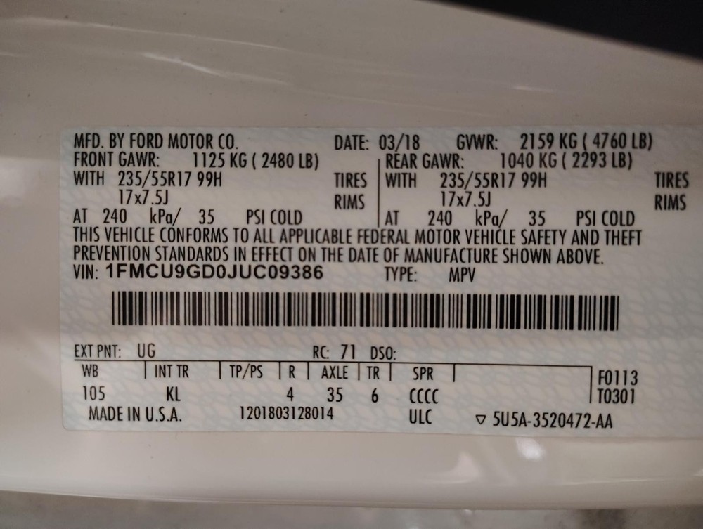 Used A/C Selector Switch fits: 2018 Ford Escape front automatic temperature cont