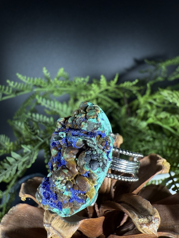Azurite Ring Jewelry, Unique handmade crystal ring，Adjustable Ring