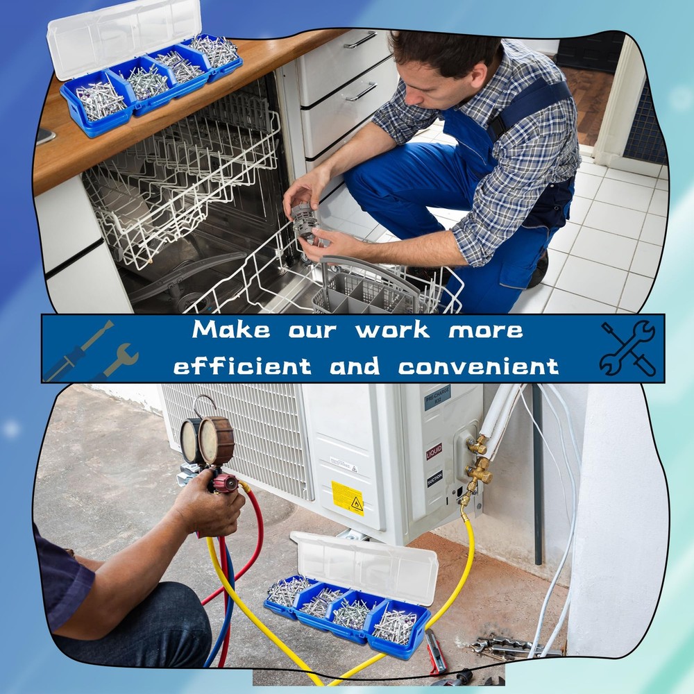 8-Compartment Screw Organizer Boxes for Hardware, Garage, Workbench Storage