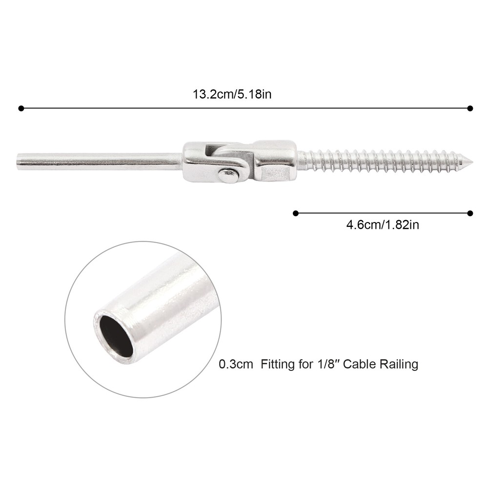 20pieces Cable Railing Kits Threaded Stud Tension End Angle Adjustable 180Degree