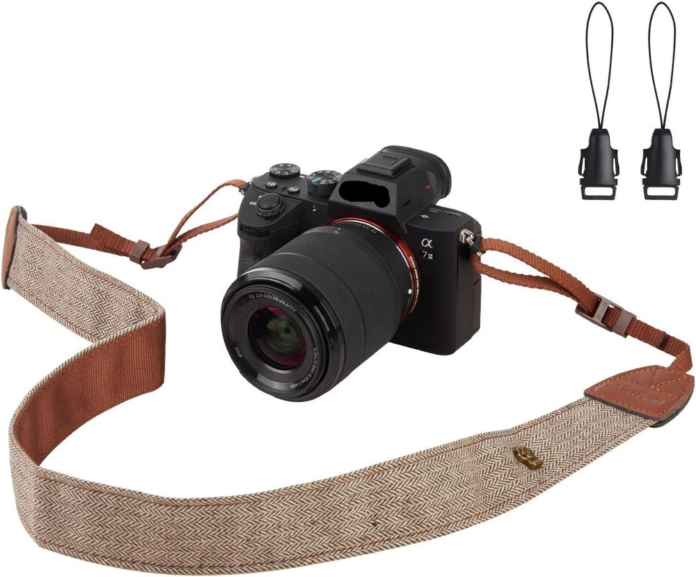 Camera Strap Brown Canvas Neck Shoulder Strap with Quick Release Buckles for ...