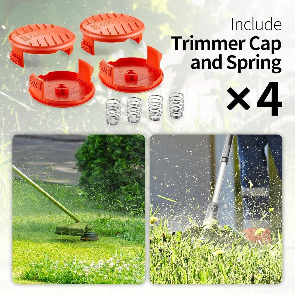 4 Pack Trimmer Line Cap & Spring for BLACK+DECKER Replacement Spool Cap Covers