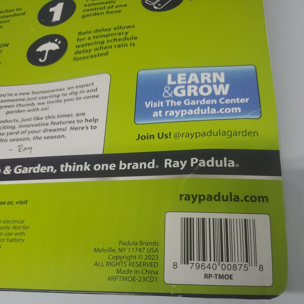 Ray Padula 1-Zone Programmable Electronic Sprinkler Timer for Yard Garden Hose