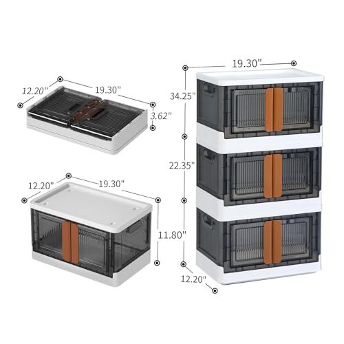 HAIXIN STORAGE BINS WITH LIDS COLLAPSIBLE AND STACKABLE - WHITE