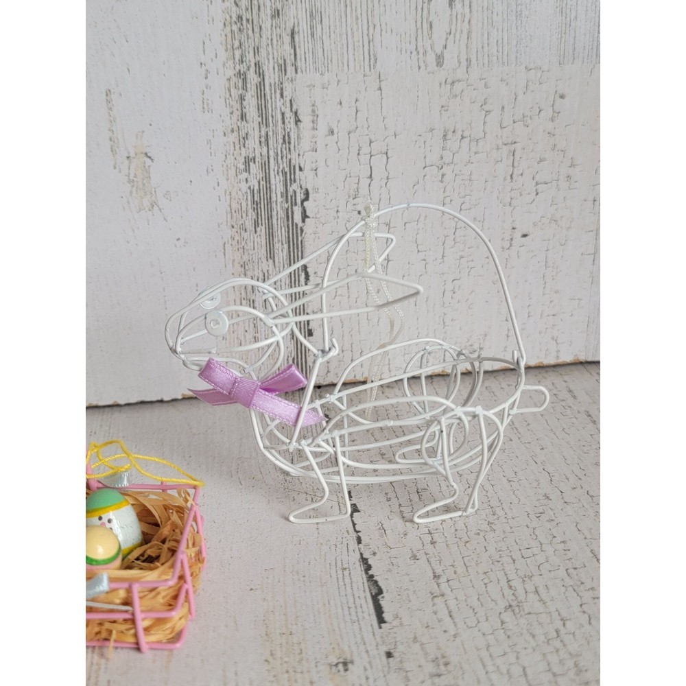 Mini bunny wire basket Egg Set Easter ornament Xmas