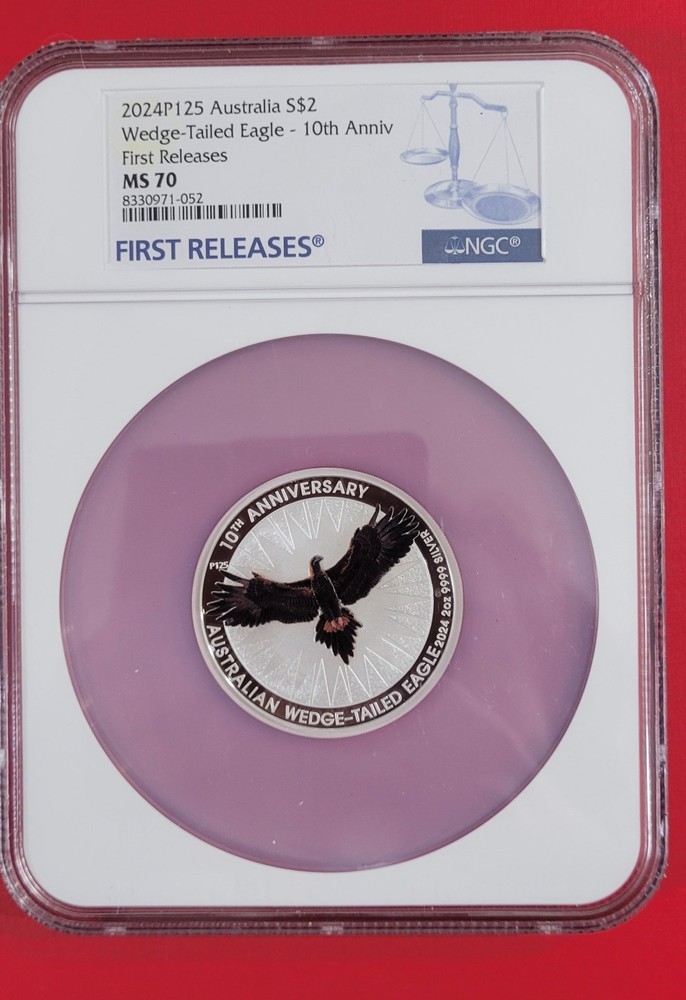 Australia $2 Silver Wedge-Tailed Eagle 10th Anniversary MS70 NGC 2024