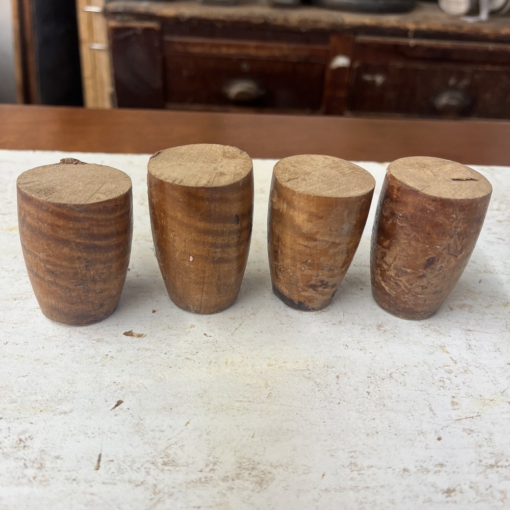 Four 19thC Tiger Maple Turned Feet