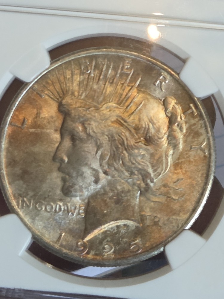 1925 $1 Peace Dollar NGC MS62 Toned
