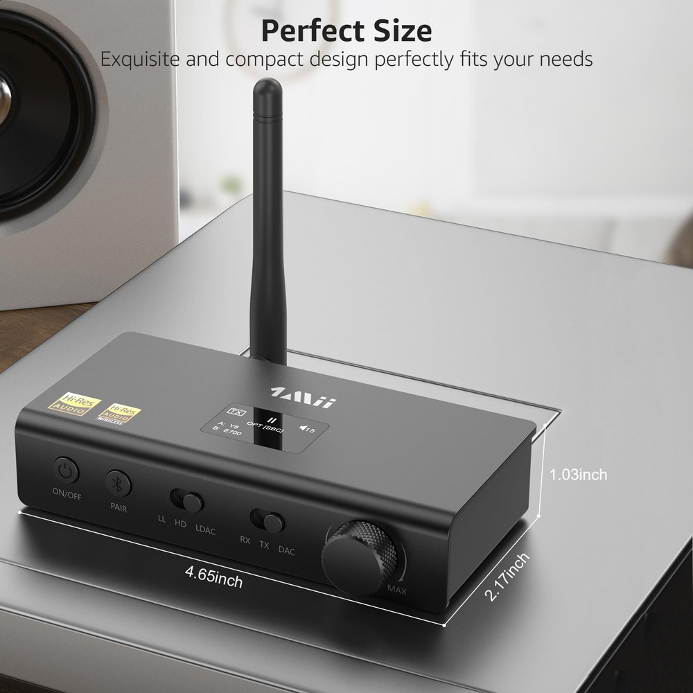 DS700 HiFi Bluetooth Audio Transmitter Receiver for TV, Long Range Wireless A...