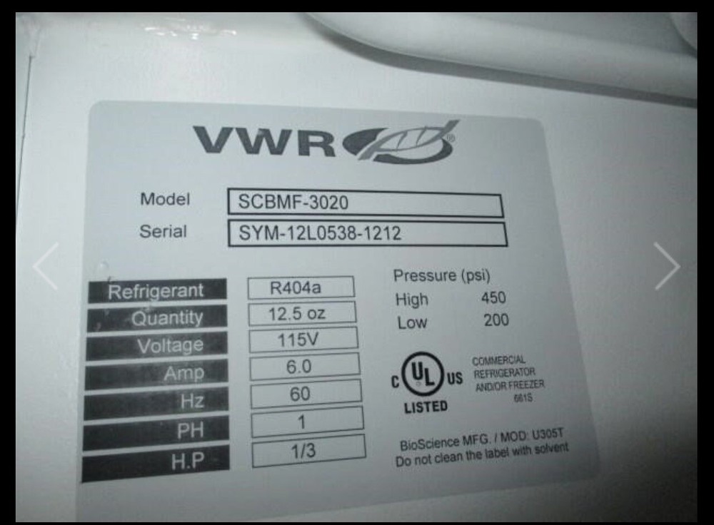 VWR SCBMF-2030 Freezer