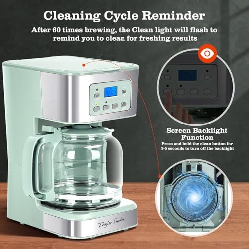 12-Cup Programmable Coffee Maker, Regular & Strong Brew Drip Coffee Green