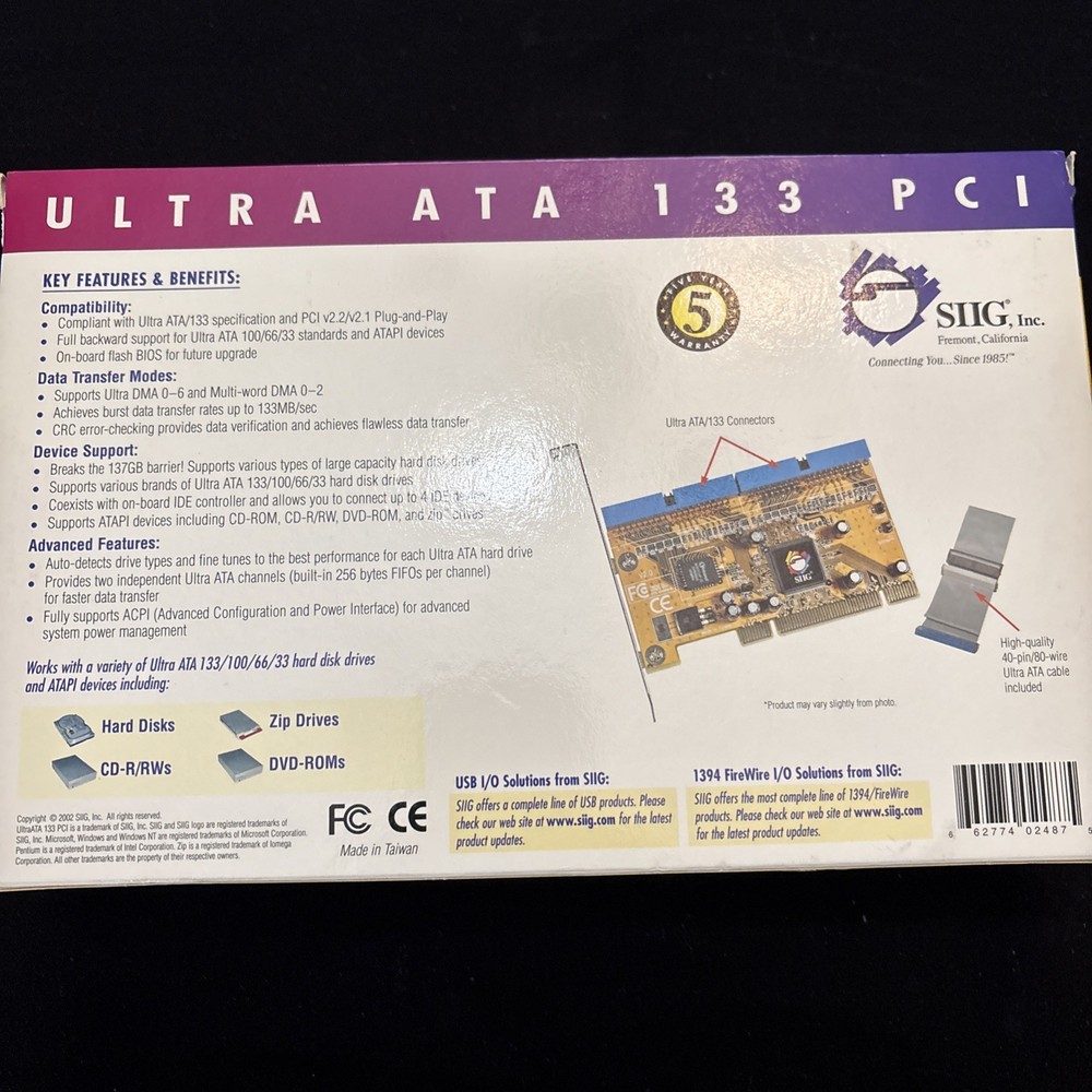 SIIG open box UltraATA 133, Dual Channel Bus Master Host Controller