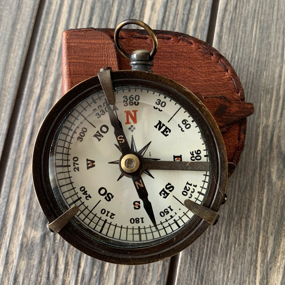 Solid Brass Nautical Pocket Compass Adventure Gift