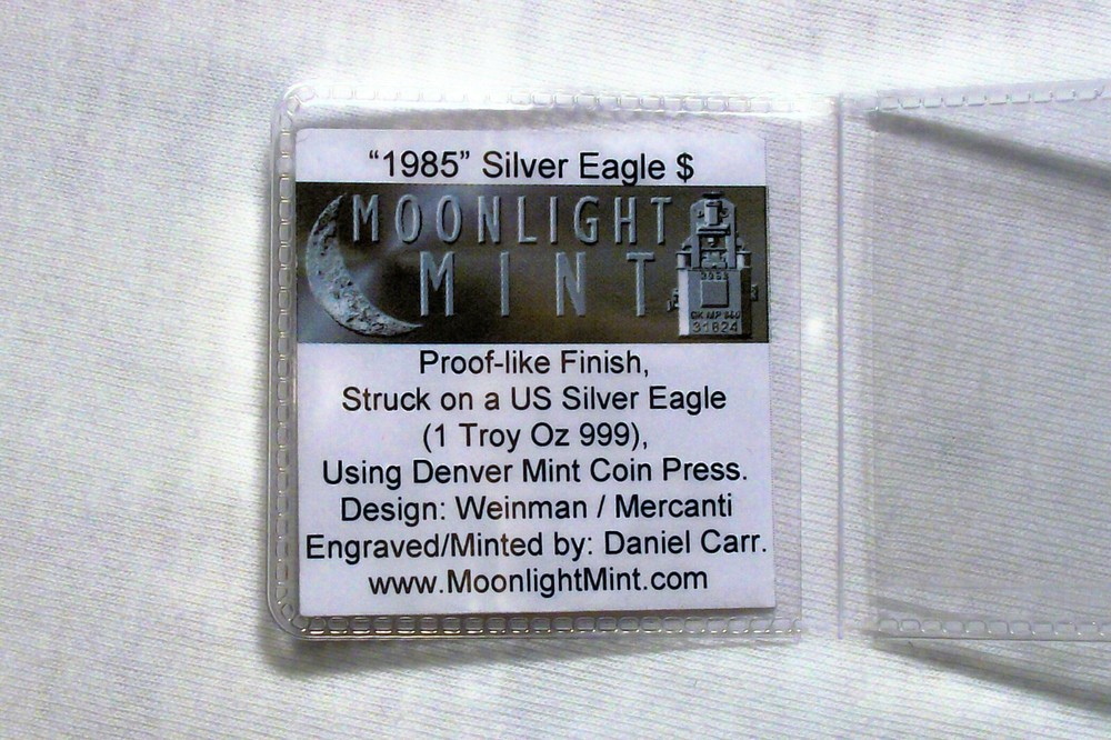 Daniel Carr - "1985" Silver Eagle Dollar - Overstrike - Proof-Like Finish