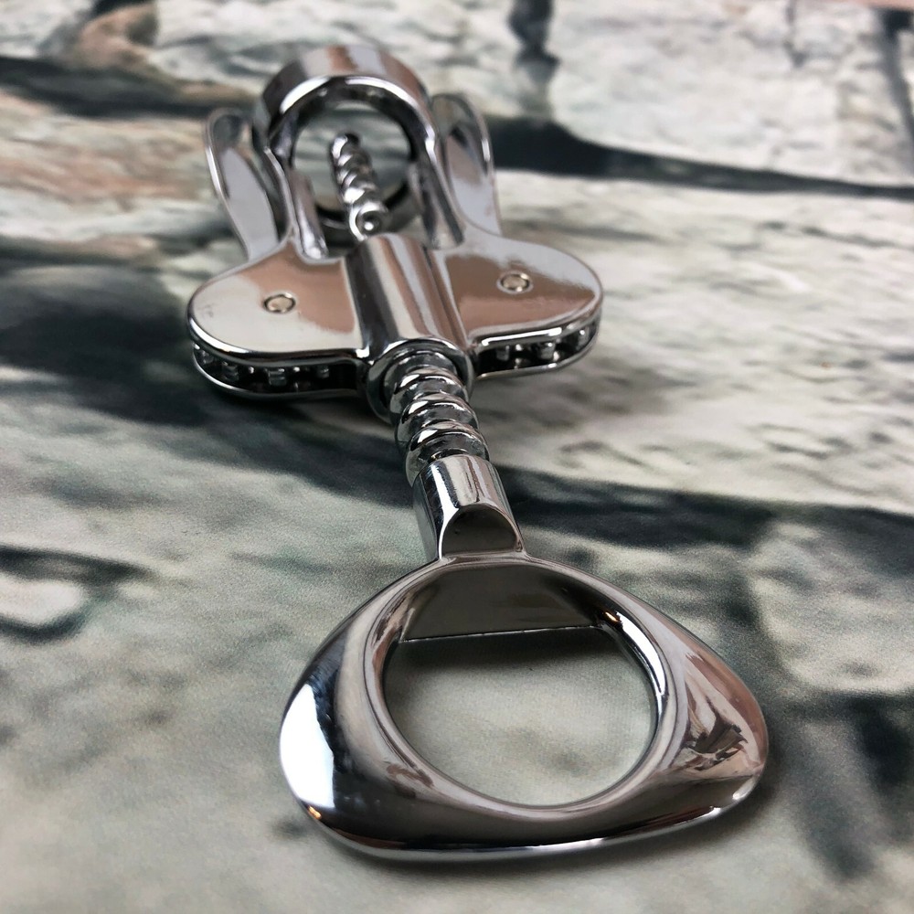 Swing arm silver wine corkscrew opener bar ware winged