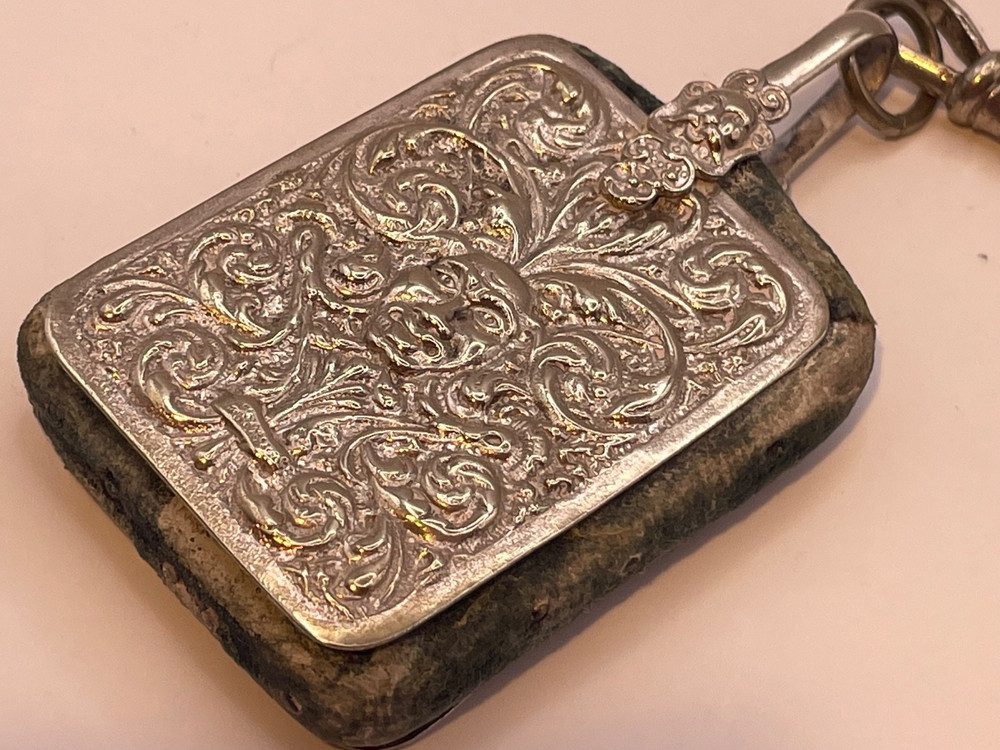 Chatelaine Solid Silver Antique Victorian Continental pin cushion pencil etc