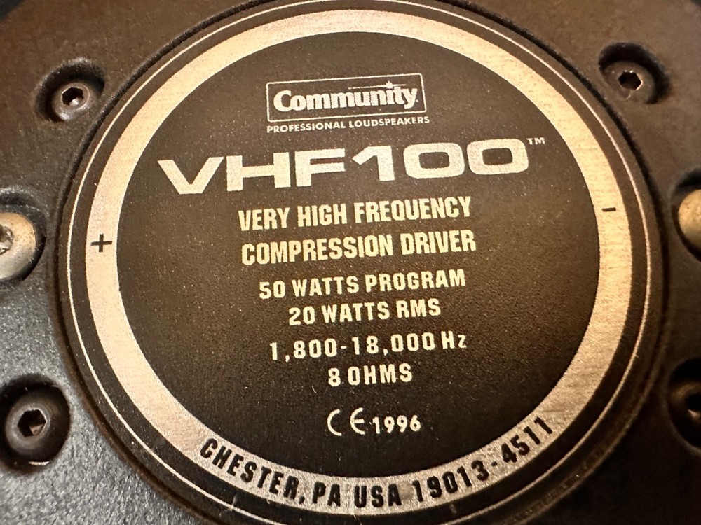 Community VHF100 High Frequency Compression Driver - NEEDS DIAPHRAGM PARTS ONLY