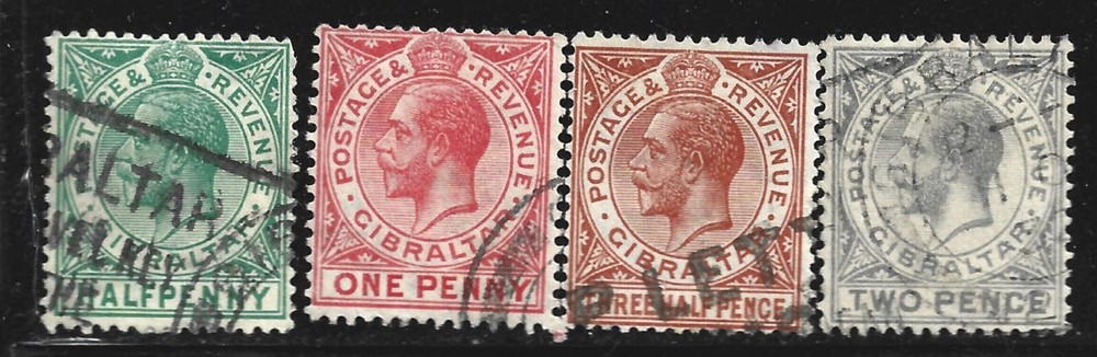 Gibraltar, Scott #76-79, King George V Issues, Wmk 4, Used