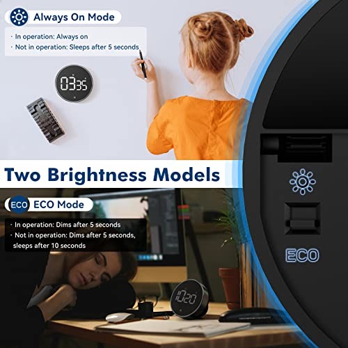 Digital Kitchen Timer, 3.8'' Large LED Display Countdown Countup Ridged Knob