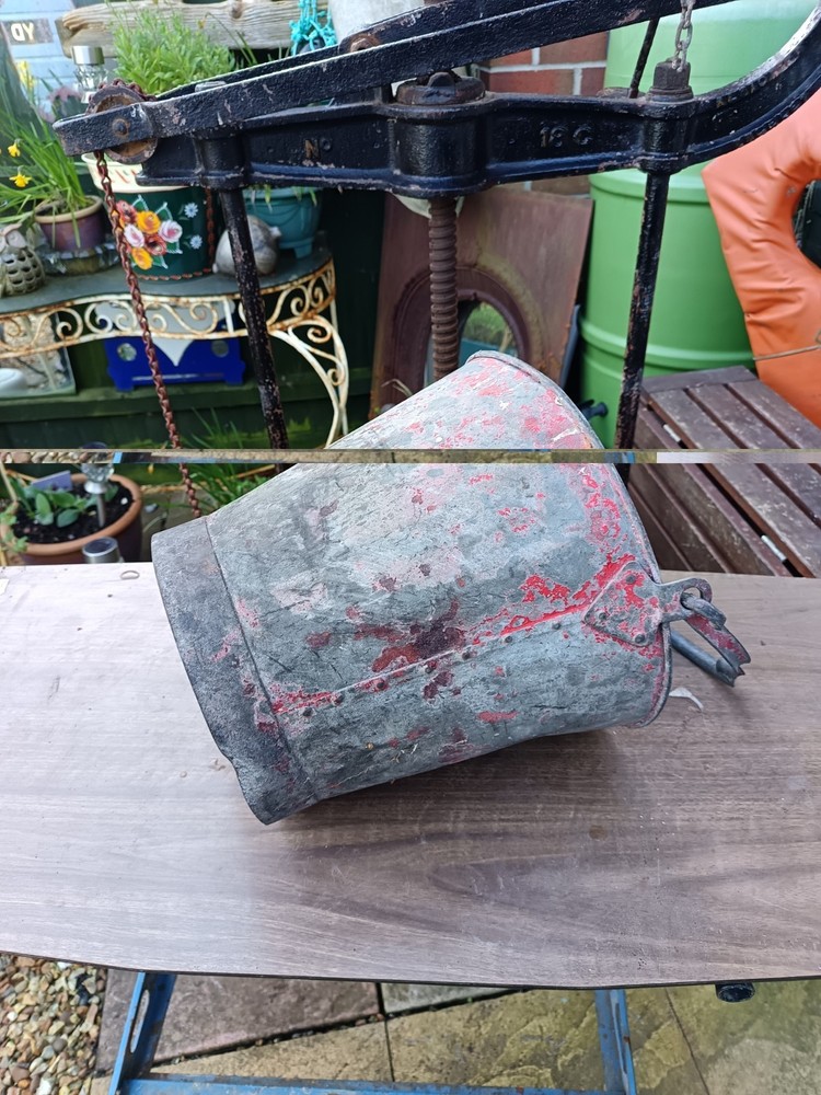Vintage Galvanised & Riveted Fire Bucket - Basket/Planter