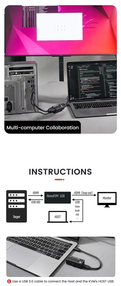 Sipeed NanoKVM-USB Operations Maintenance Server Tool Kit, Multi-Device Colla...
