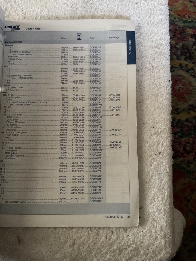 Unipart Catalogue Clutch range 2000 MMM1162/