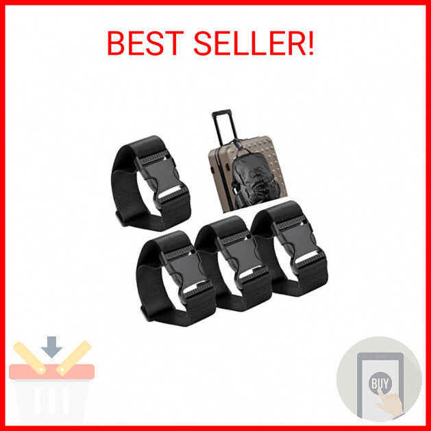 Adjustable Luggage Strap Belt Connecting Accessories (Black-4 Pieces)