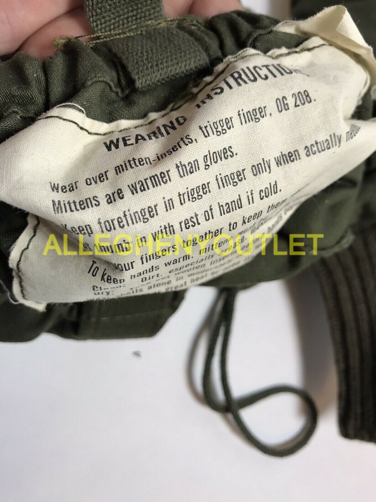 MILITARY SURPLUS TRIGGER FINGER MITTEN SET SHELL+ INSERTS SIZE MEDIUM ARMY VGC