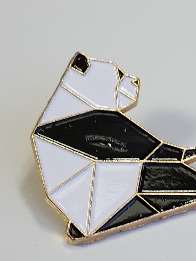 Panda Bear Lapel Pin Block Style Black & White Colors